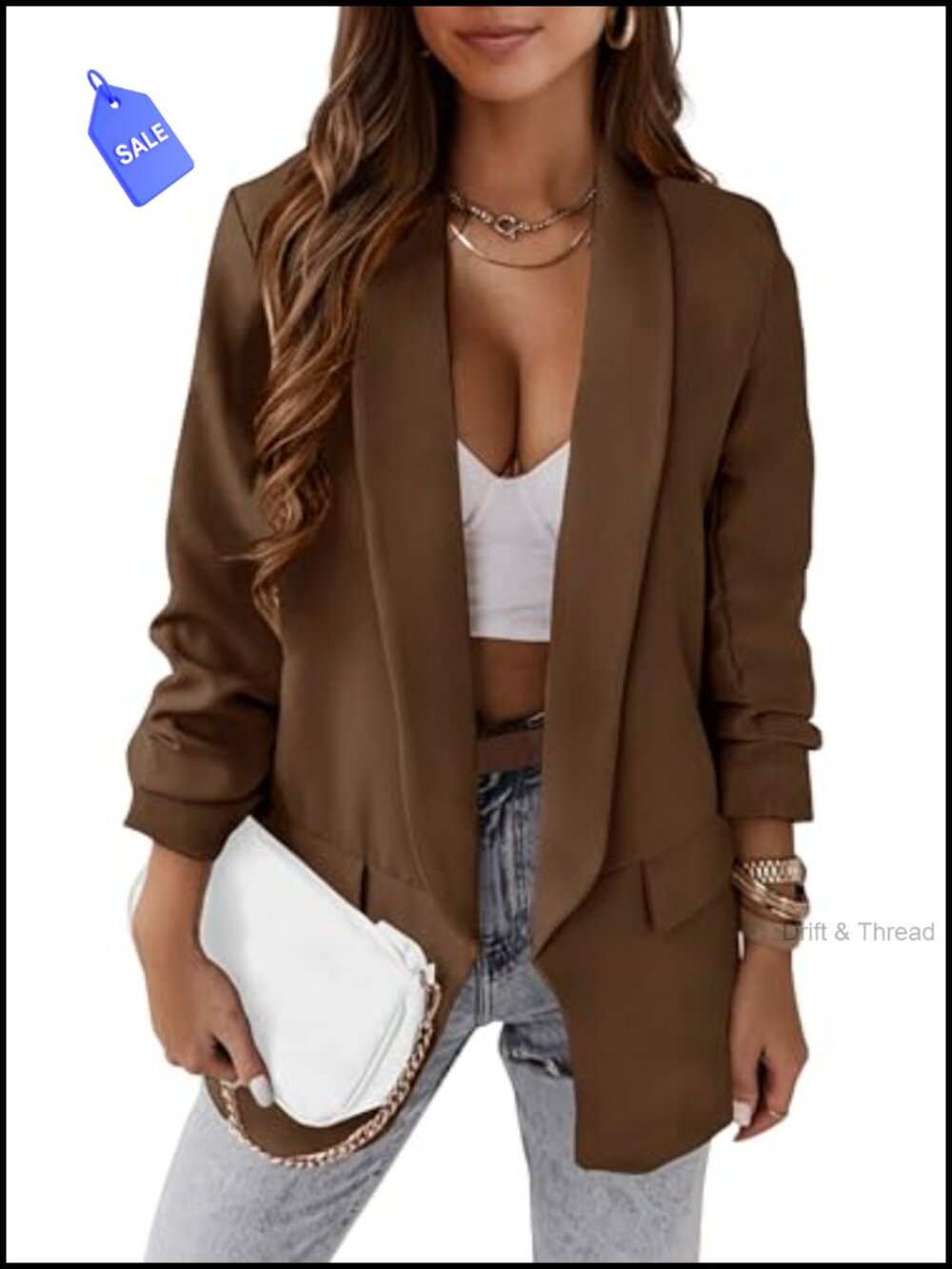 Oversized Open Front Blazer Women Business Casual Shawl Collar Jacket